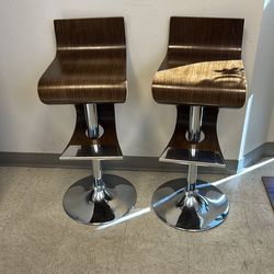 Curved wood barstools