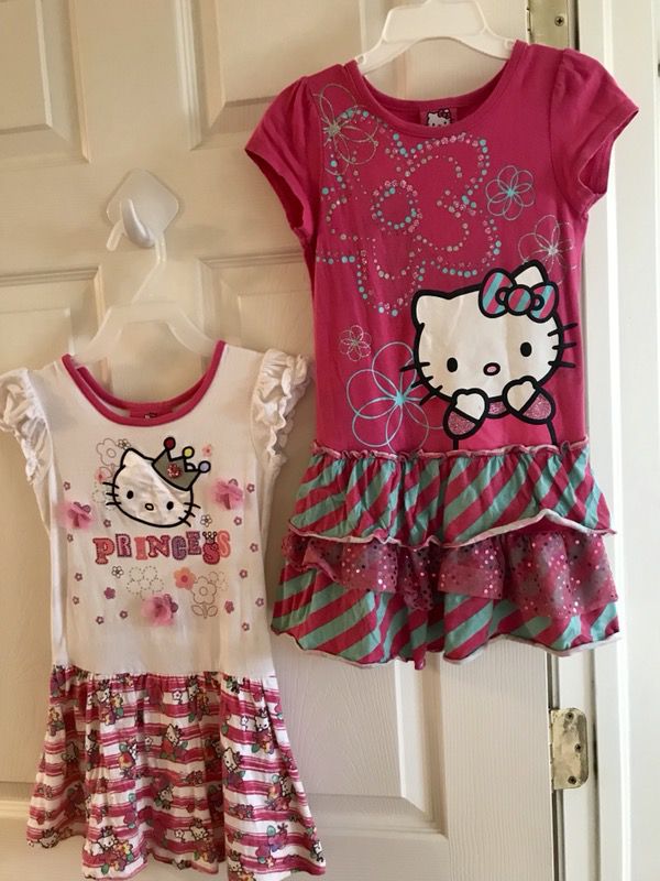 2 adorable little girls Hello Kitty sleeveless sun-dresses (size 4T)