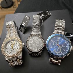3 Iced Out Watches Bundle – Brand New 💎🔥