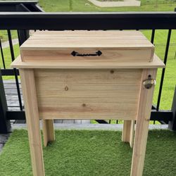 Handcrafted Cedar Cooler Stand Customizable & Outdoor Ready