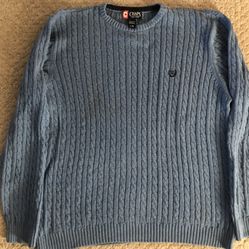 Vintage 1990s Chaps Ralph Lauren Polo Blue Knit Pullover Sweater Size L - VGC