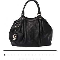 Gucci Black GG Canvas Medium Sukey Tote Bag