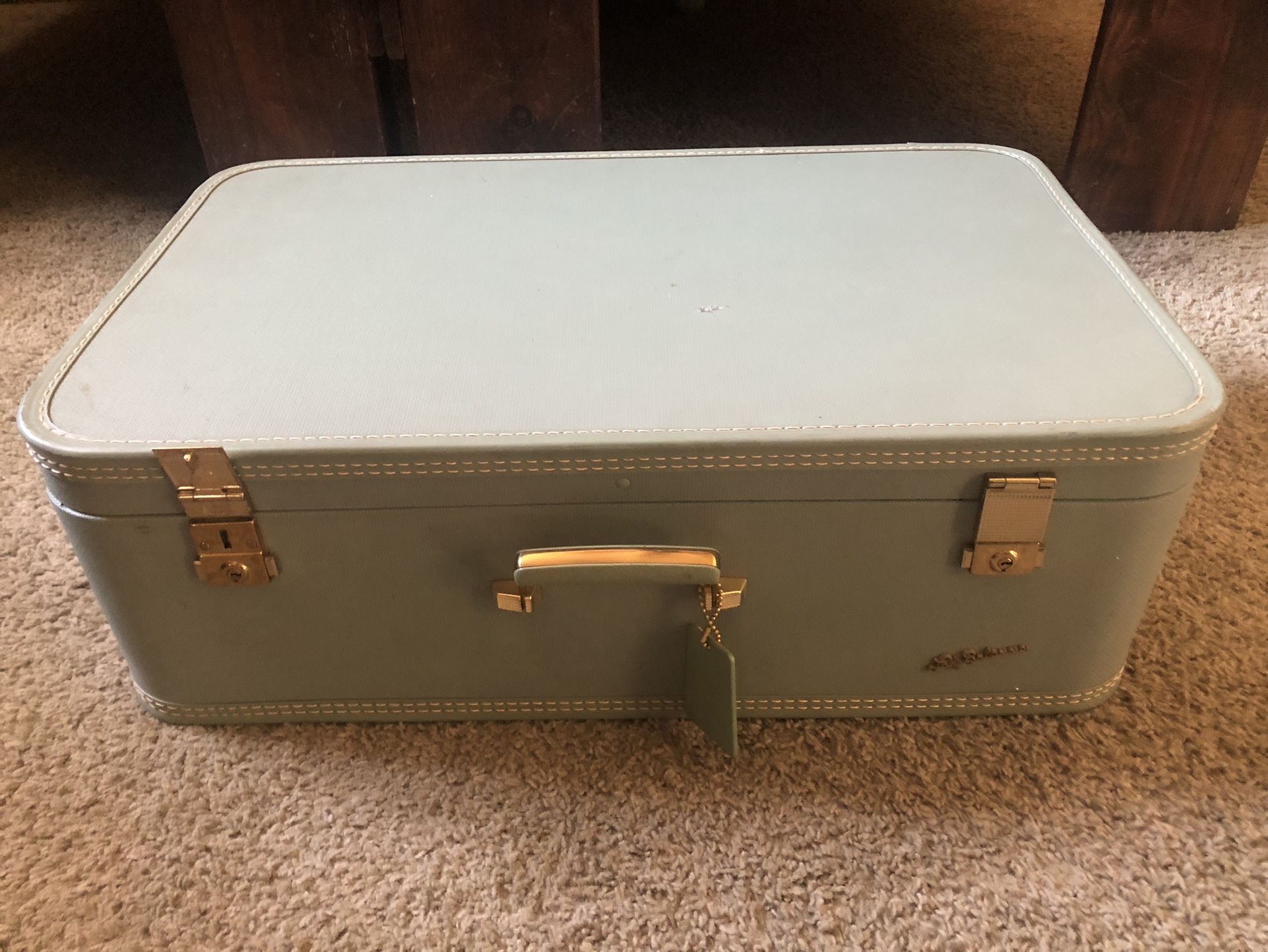  Olive Green Vintage Lady Baltimore Luggage Company Starline Hardshell Suitcase 