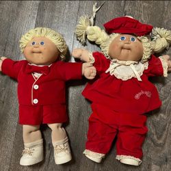 Vintage Cabbage Patch Kids Christmas Twins Xavier Roberts signed Doll 1985