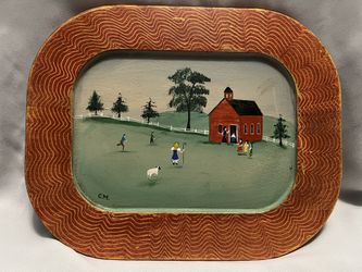 2004 “Mary And Her Lamb” Cape Cod Folk Art Painting By C. Munro