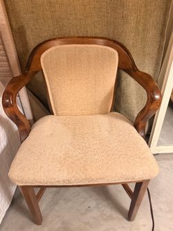 Wood Armchair with Upholstered Seat and Back