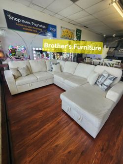 Modular Sectional Convertible Bed Beige Corduroy fabric. New Especial price