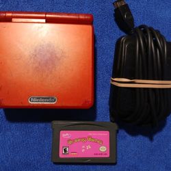 Nintendo Gameboy Advance SP Red With Charger And Game