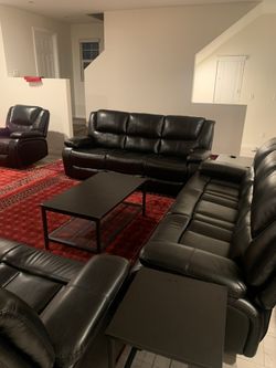 New Reclining Couch / Love Seat.  Black Or Red Leaving.  85x38x38H; 61x38x38H.  Free Delivery!
