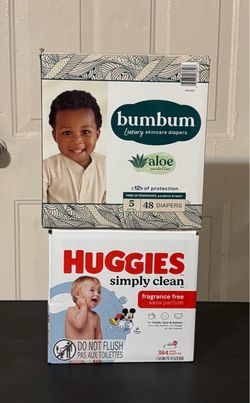 Bumbum diapers & Huggies wipes