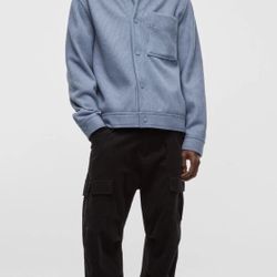 $79.50 Mode of One Men's Long-Sleeve Knit Trucker Jacket | Blue Asphalt | Small