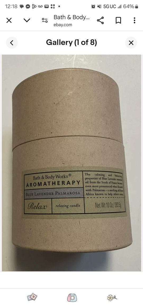 BBW Retired blue Lavender Palmarosa 10oz Candle