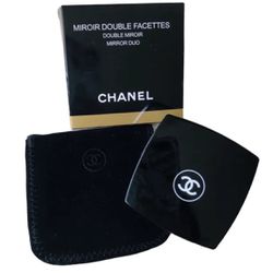 Nib Chanel Black Double Mirror With Velvet Color 