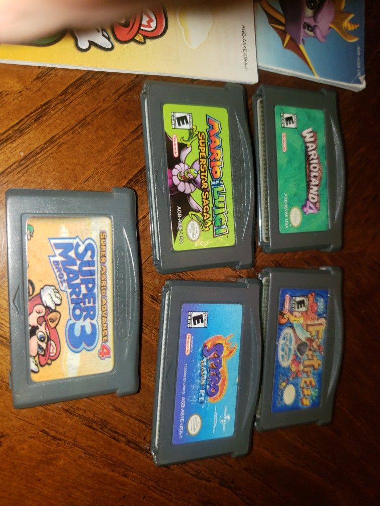 Original Nintendo Gameboy Advance Bundle AGB 001 Glacier Purple Clear Mario And Luigi Superstar Saga Wario Land 4 Super Mario Bros 3 Spyro Fortress