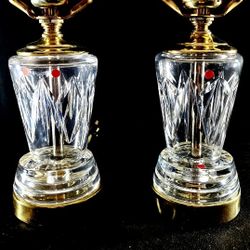 Set of 2 Waterford Cut Crystal Boudoir Lamps - True Matching Set-Mint Condition!