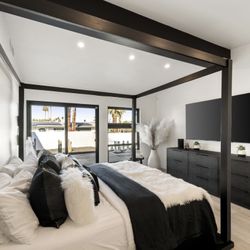Custom Made Cal King Black Low Profile Canopy bed