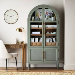 *Brand New* Member's Mark Enzo Storage Cabinet With Rattan Cabinet Doors, Green