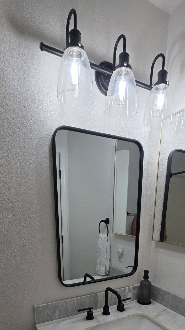 3 PC Light Fixture Black For Bathroom 