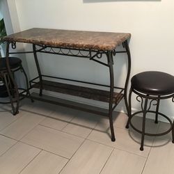 Cramco Marque Bronze Chocolate Pux Marble 3 Pc Pub Set 