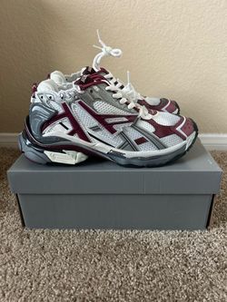Burgundy and White Balenciaga Runner Mens Size 11