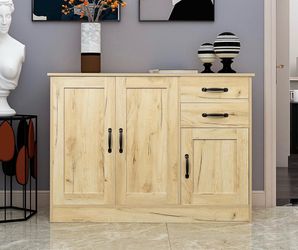 Newly Assembled 44 inch Sideboard Cabinet with 2 Drawers, Mid-Century Modern Buffet Cabinet