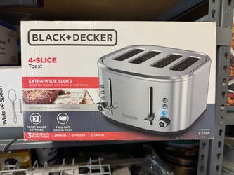 NEW Black + Decker 4-Slice Stainless Steel Extra-Wide Slot Toaster with Crumb Tray