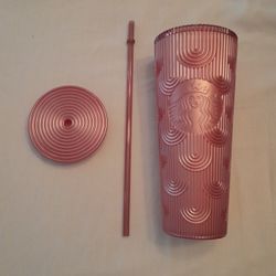 Starbucks Dusty Rose Pink Shimmer Shell Mermaid Scales Cold Cup Tumbler