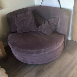 Round Purple Loveseat Swivel Chair 