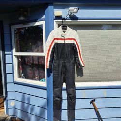 Vintage One Piece Leather Riding Suit