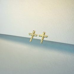 18k Gold plated zircon cross earrings