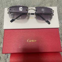*Best Offer* Cartier C Frame Diamond Cut Sunglasses Dark Grey Tint