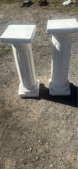 Pair of White Decorative Column Pedestals