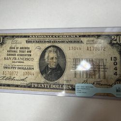 $20 1929 NACIONAI SAN FRANSISIO Bill 