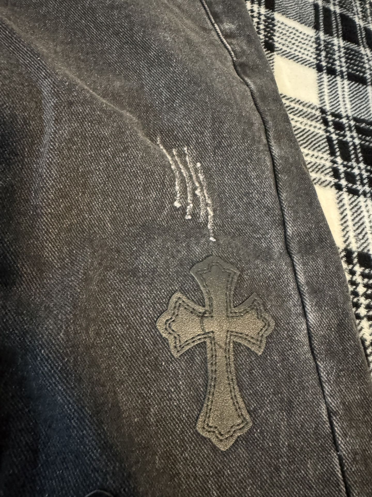 Custom Chrome Hearts Black With Black Crosses Size 36