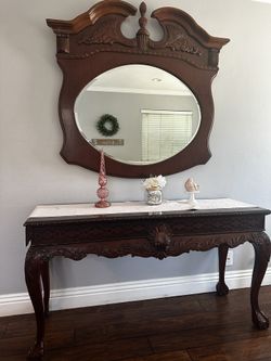 2024 Still Available. Real Wood Mirror, Tables, Everything Sold Separately