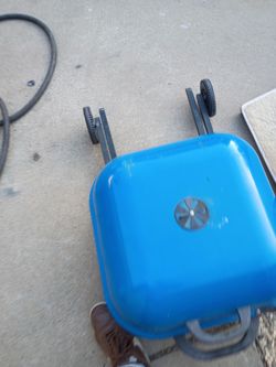 Blue Portable Charcoal Grill with Wheels