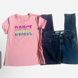 B’Gosh/ DSG Sz 10/12 girls 2 piece jeans/ shirt set