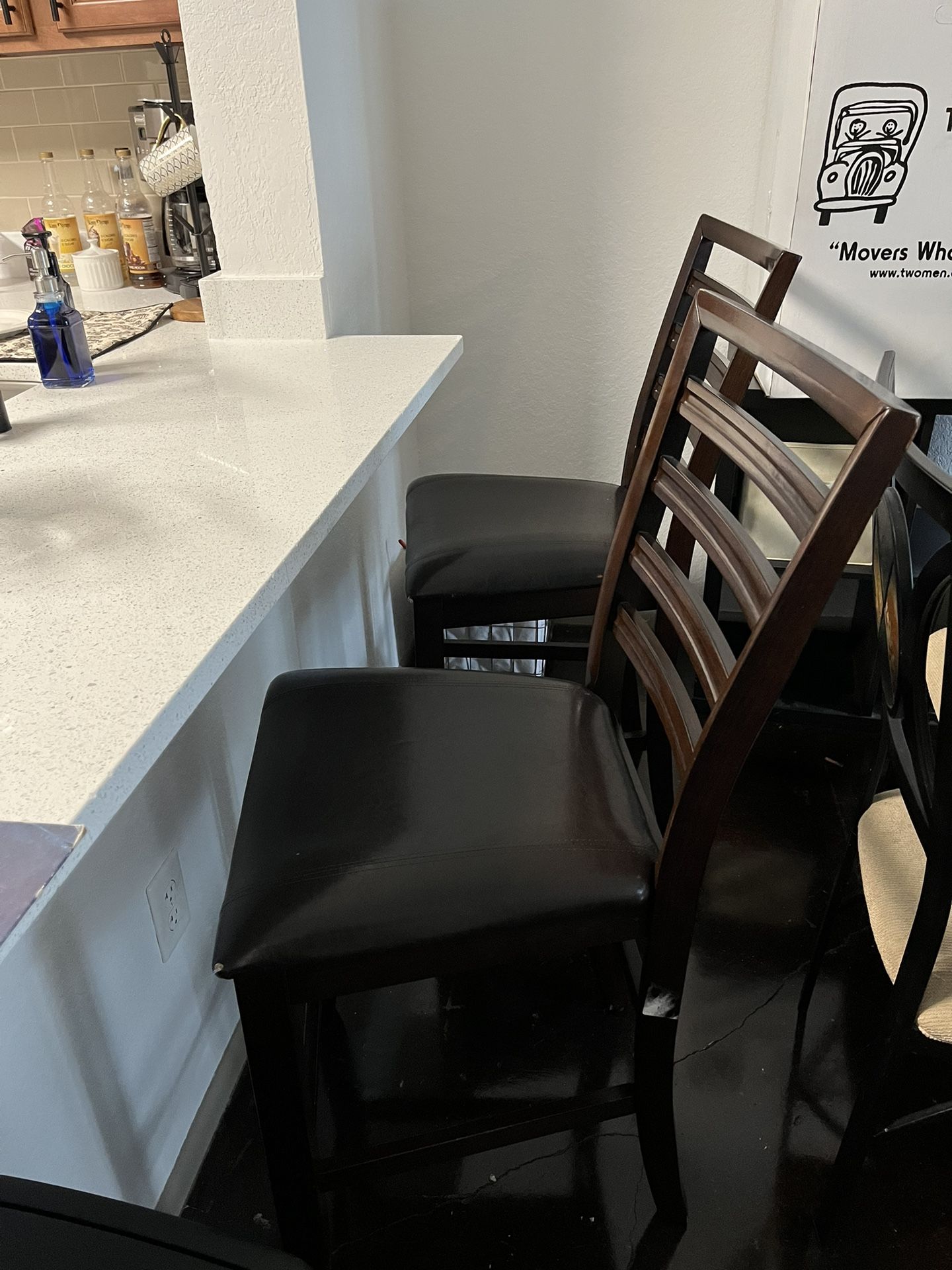 Wood And Leather Bar Stools