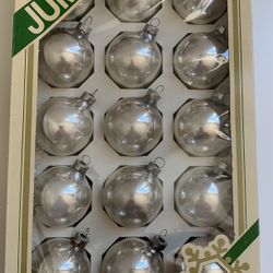 VINTAGE SILVER GLASS BALL CHRISTMAS ORNAMENTS