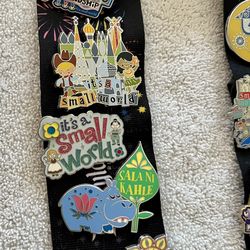 Disneys Small World Pins And Lanyard