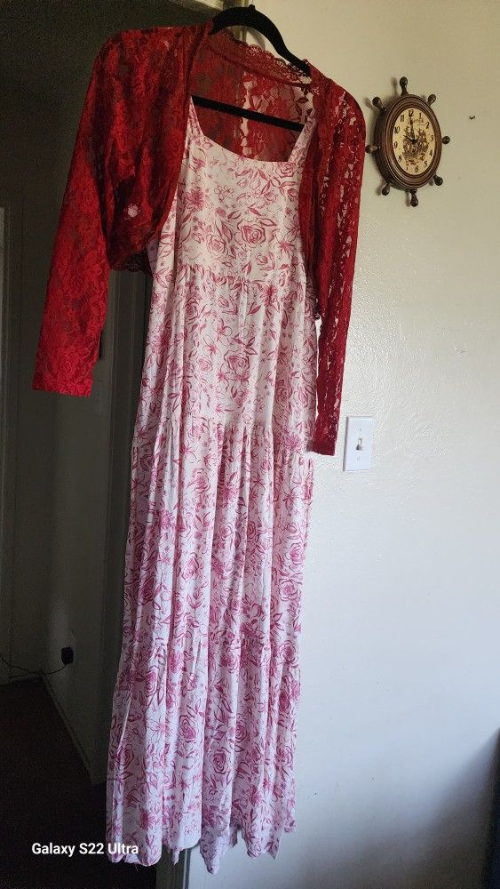 Beautiful Summer Dress With Lace Jacket. New Large