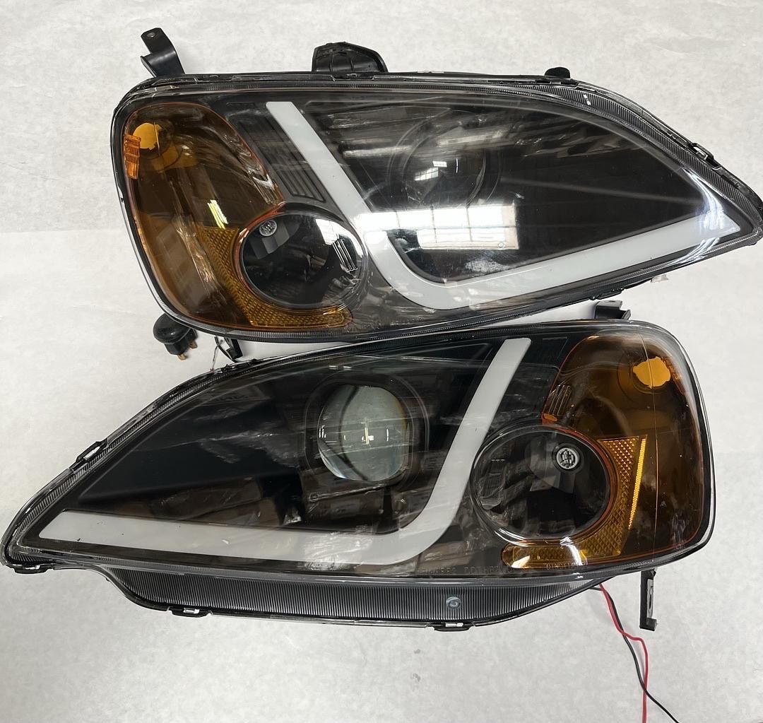 LA Zona Auto Parts 01 02 and 03 Honda Civic DRL LEd Headlights Luces micas Calaveras faros 