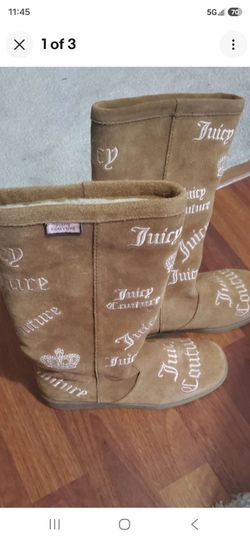 JUICY COUTURE SUEDE LOGO BOOTS SIZE 1 Girls