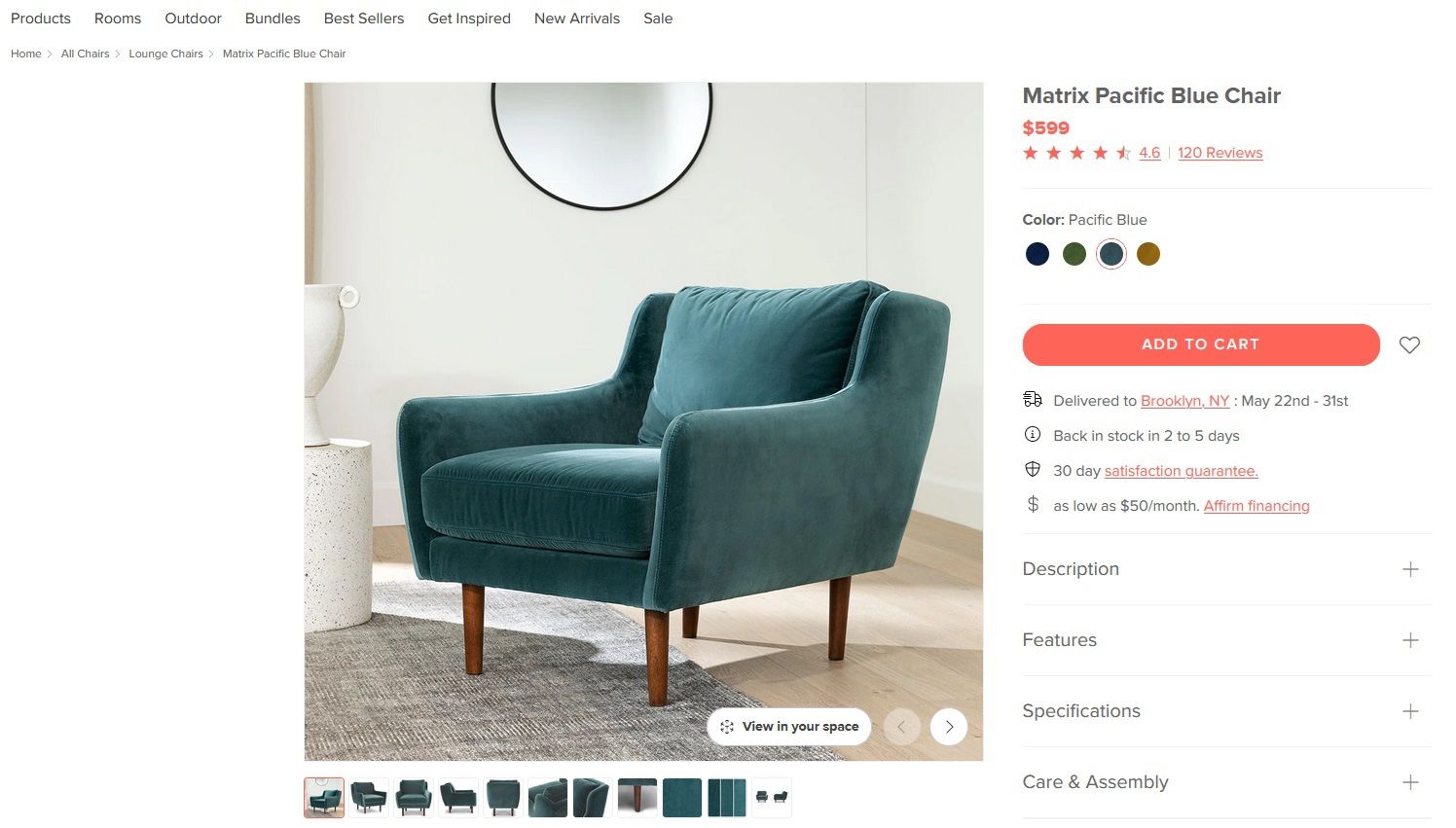 Matrix Pacific Blue Chair