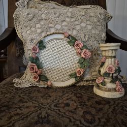 STUNNING PLATE & CANDLE HOLDER..LOVINGLY USED..A BEAUTY.