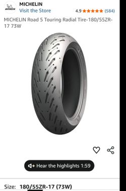MICHELIN Road 5 Touring Radial Tire-180/55ZR-17 73W