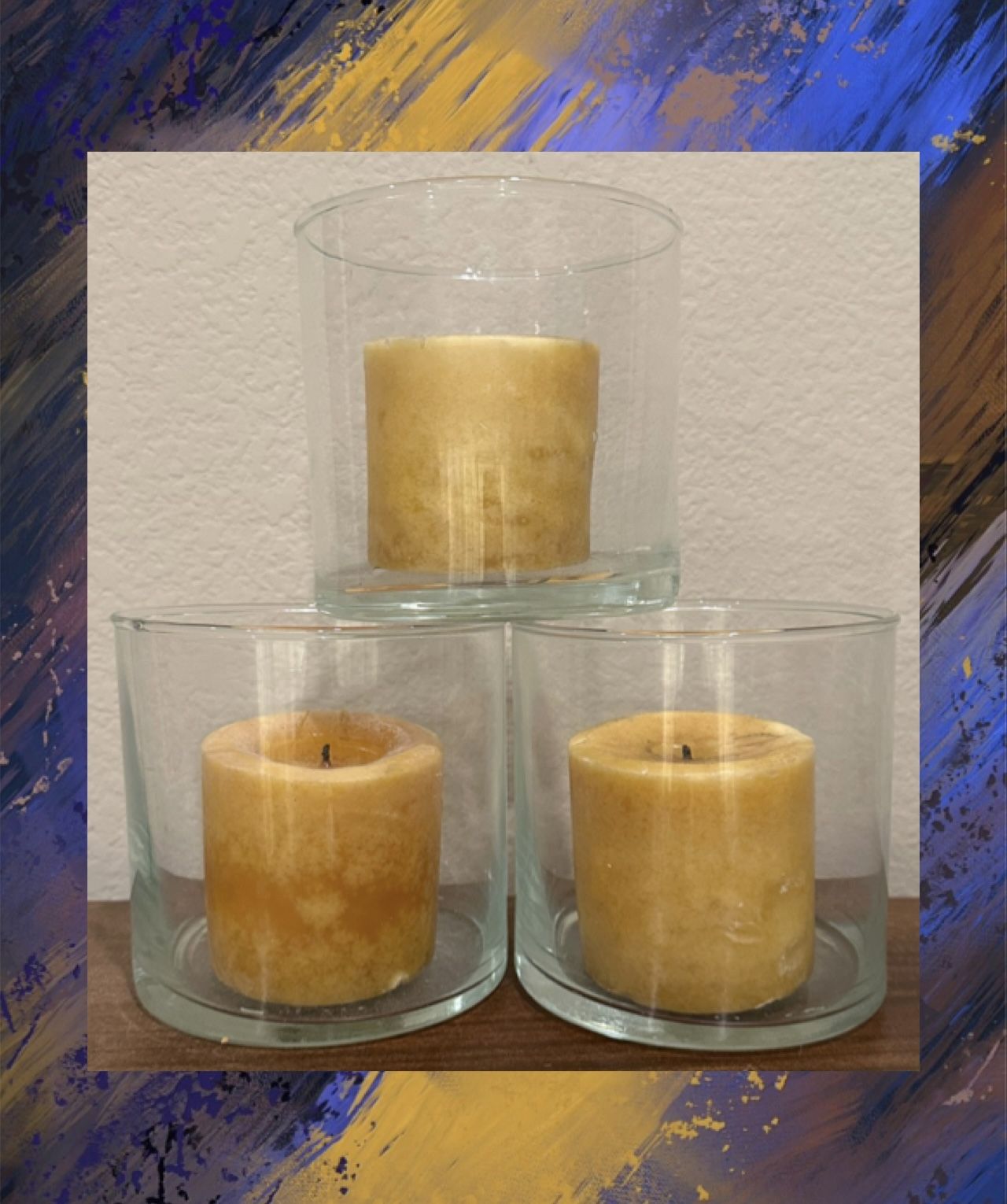 3- Candles & Glass Candle Holders