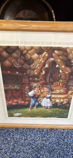 3 framed Gustafson kids framed pictures 22 by 26 inches $100 each