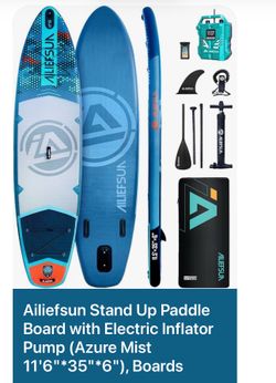 Ailiefsun Stand Up Paddle Board with Electric Inflator Pump (Azure Mist 11'6"*35"*6"), Boards