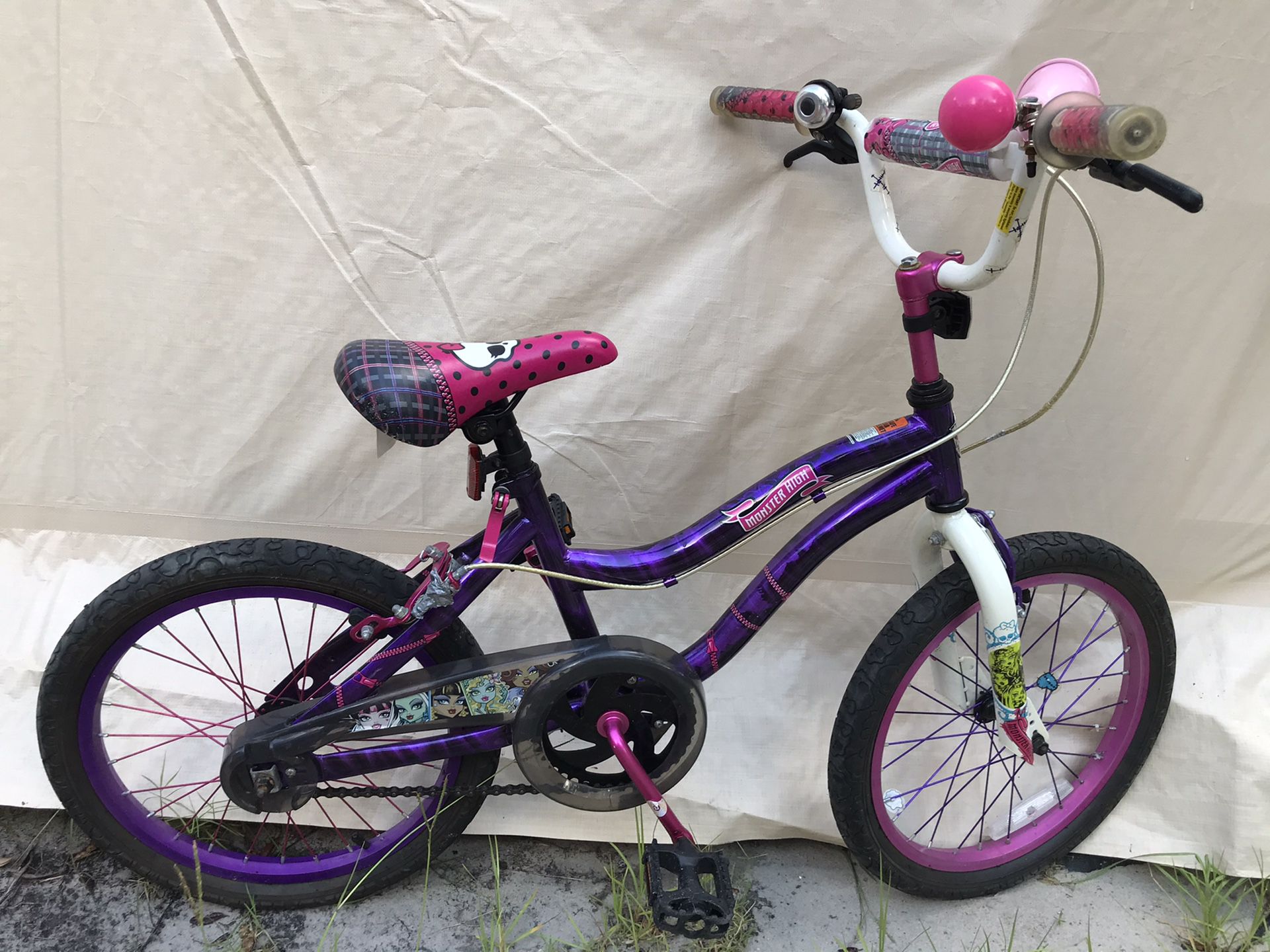 Monster high skull polkadot plaid bike pink purple white